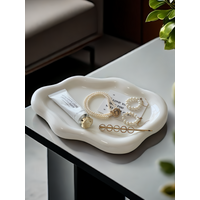 1pc White Cloud Shape Ceramic Jewelry Jewelry Storage Tray Is Suitable For Desktop Shelf Storage Key Induction Plate