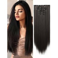 1-piece 6-piece clip style with 16 clips to synthesize a 24 inch extended straight hair extension (deep gold and