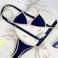 Women's Clothing Color Matching Lace Split Swimsuit Female Beach Hot Spring Swimsuit