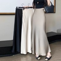 Elegant Acetate Satin Maxi Skirt – High Waisted Mermaid Hem Hidden Zipper 
