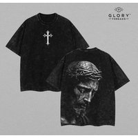 Cristo Llora Lavada Jesús Llora Jesús Camiseta Cruz Cristiana Streetwear Ropa De Hombre Y Mujer Top Oversize