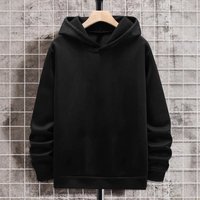 Men's Clothing Black Solid Color Men's Hooded Sweatshirt Long Sleeve Street Simple Casual Shirt New Style Tops All Match