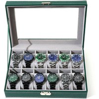 Premium Leather Watch Box With Lock - Multi-Slot Display Case For Watches & Jewelry (6/10/12 Slots, Green/Grey/Black)