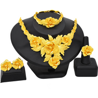 plated bride Wedding Necklace Earrings Ring Bracelet Accessories set accessories