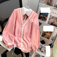 Clothing Sweet college style sweater coat loose lazy style autumn winter design tops knitted cardigan