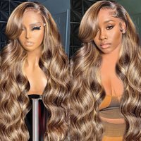 427 Highlight Colored Ombre Blonde Body Wave Wig Human Hair Brazilian 13x6 HD Transparent Lace Frontal Wig