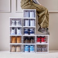 Family Organizer Foldable Shoe Storage Box Stackable No Assembly Shoe Organizer Dustproof & Space Saving Design