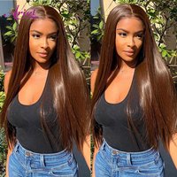 hot selling HD 13x6 Glueless Chocolate Brown Colore Front Human Hair Wigs 30 Inch Transparent Lace Frontal Wig Pre