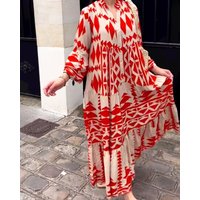 Women's New Elegant Printed Shirt Dress Bohemian Style Dress