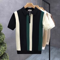 Men's Lightweight Breathable Half-Zip Polo Knit Shirt Casual Comfort Summer T-Shirt with Stylish Collar