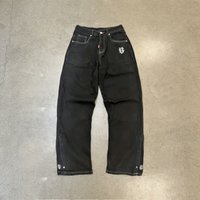 Men's Vintage Washed Embroidered Straight Leg Jeans - Retro Denim Pants With Artistic Stitching