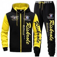 Casual Hooded Sweatshirt & Jogger Pants Set Breathable Polyester Two Piece Outfit Gym Streetwear & Lounge