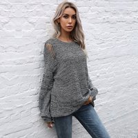 clothing independent station autumn ins style ripped solid round neck forest sweater
