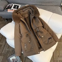 Women's Winter Parka Coat With Faux Fur Hood, Warm Quilted Jacket, Loose Fit Long Sleeve Outerwear For Casual & Commute