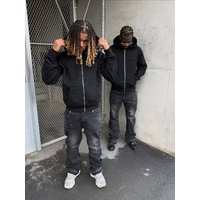 Spring 2027 Fashion American Style Retro Washed Distressed Frayed Hip Hop Jeans Cotton Mid Waist Straight Type Rough Edges Washed Cowboy Pants