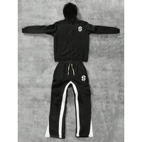 Clothing Trendy Hooded Printed Sweatshirt Set Suitable Street Style Everyday Wear Sports Parties.