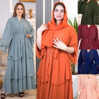 Women’s Clothing Chiffon Hot Diamond Cake Dress With Headscarf