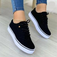 Comfortable Casual Women's Lace-Up Single Shoes Round Toe Flat Solid Color Synthetic Upper Flat Footwear For Women