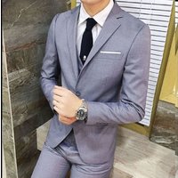 Men's Clothing Professional Suit Men's Suit Business Formal Suit Two Piece Suit Slim Korean Style Trendy Groom Wedding Dress Men's Small Suit