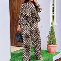 Women's Clothing casual comfortable loose large size printed two piece suit