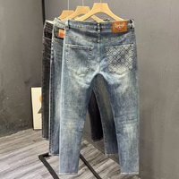 Strictly Selected High end Printed Jeans Summer Slim fitting Small Feet Retro Versatile Trousers Thin Pants