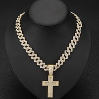 Personalized cross Cuban chain niche design full diamond cross buckle Cuban chain