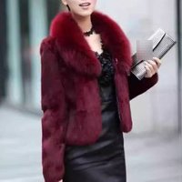Clothing Faux Fur Coat Fox Collar Slim Fit Short Jacket Winter Elegant & Chic Outerwear