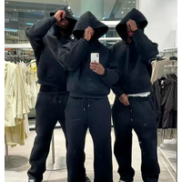 Fashion Cross Border Casual Loose Suit Sweatshirt Hooded Sweatshirt Sweatpants Solid Polyester Suit