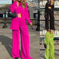 Women's Fashion Temperament Long-sleeved Blazer Casual Pants Suit Three-piece Set