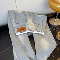 American Retro Splicing Worn Jeans Men's Spring And Autumn New Light Blue High Waist Thin Loose Wide Leg Long Pants