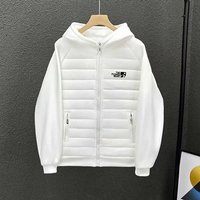 Slim-Fit Hooded Jacket - Polyester Blend Winter Coat With Tech Lining (White/Light Gray/Black, S-XXXL)