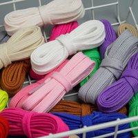 Double-Layer Cotton Flat Shoelaces For Casual Shoes - Hollow Braid Design (Multiple Colors & Lengths)