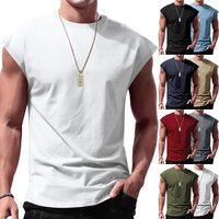Cross-Border European And American Men's Summer New Sleeveless T-Shirt Youth Loose Solid Color Thin Vest For Men