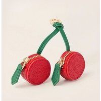 Mini Fruit Keychain - Cherry, Blueberry, Orange PU Coin Pouch, Cute & Stylish Bag Charm For Women & Men, Lightweight & Practical Accessory