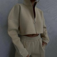 Clothing Solid Round Neck Pullover Long Sleeve Sweatshirt Fashionable Casual Pants Suit