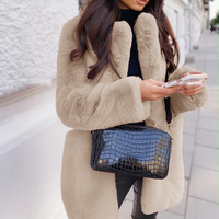 fashion long sleeve lapel imitation fur coat solid warm large overcoat