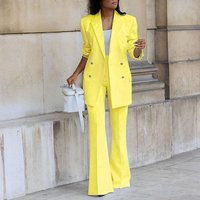 Solid Color Casual Suit Wide Leg Pants Suit Two Piece Suit