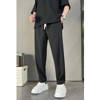 Men's Lightweight Straight-Leg Suit Pants Summer Staple Wrinkle-Free Flowy Casual Smart Wear Spring Autumn Winter