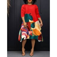 spring Summer Casual Elegant Resort Style Large Printed Long Dress