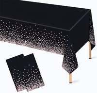 2 piece rose gold polka dot black tablecloth, 54 x 108 inches rose gold confetti plastic tablecloth