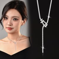 silver Zircon Horseshoe Necklace European And American Light Luxury Minimalist Design Clavicle Chain Unique Spring New
