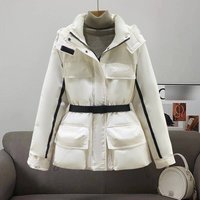 Winter Jacket Hood Waterproof Windbreaker Thickened Fleece Lining Slim Fit Outdoor Ski Coat Hiking & Travel