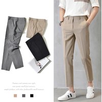 Men’s Clothing Drape Trousers Nine Point Slim Summer Khaki Trousers Trendy Slim Fit Suit Straight Casual Trousers