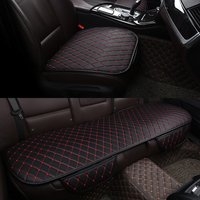 Yuanmheng 1Pc/3Pcs Car Front Rear Seat Leather Cover Pad Mat Cushion with Pocket
