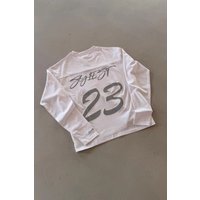 Men's Harajuku Hip Hop Digital Embossed T-Shirt Streetwear Trend Y2K Long Sleeve Crew Neck Top For Spring Autumn Summer