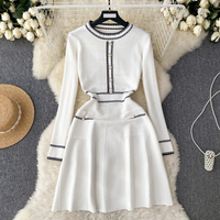 Women's Clothing Light luxury high end knitted dress for women in autumn and winter long sleeve waist design niche temperament lady dress