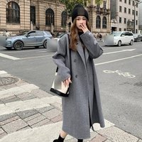 Elegant Oversized Tweed Coat – Korean Inspired Double Breated Mid Length Jacket 3D Texture