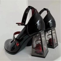 Cross border large thick heeled high heeled shoes European American Mary Jane shoes retro single shoes 2024 spring