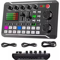 F998 Sound Card Microphone Sound Mixer Live Sound Card Mixer Board Sound Card Audio Mixing Console Amplifier