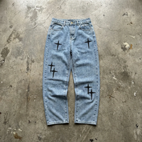 "Korean Streetwear Straight Leg Jeans – Relaxed Fit Cropped Denim Pants "